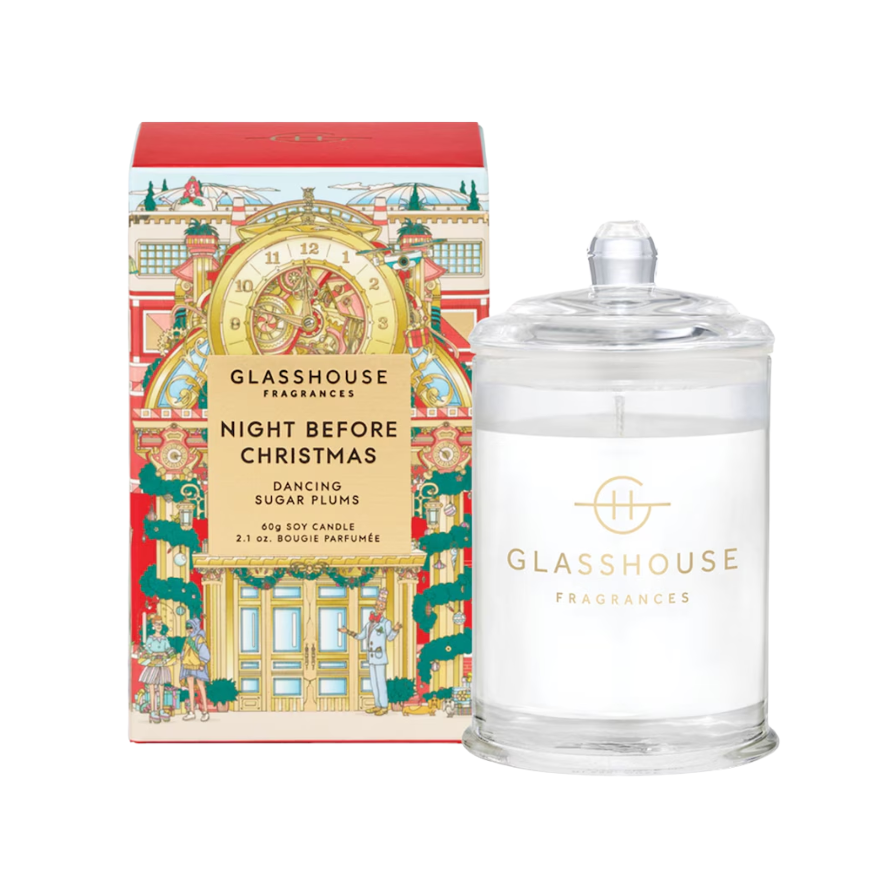 Glasshouse Winter Wonderland frosted fir and snow gum candle included in luxury Christmas gift box.